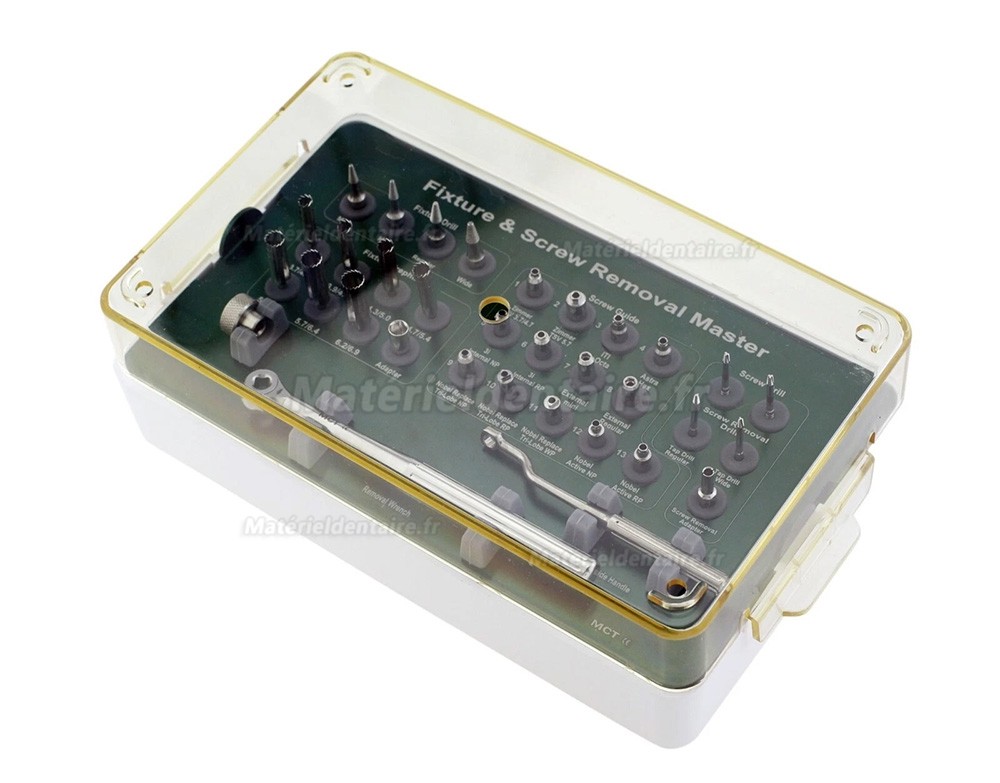 Kit complet d'extraction implants et vis implantaires MCT FSRK-02 - Extracteur de guide de forage Kit complet d'extraction implants et vis implantaires MCT FSRK-02 - Extracteur de guide de forage